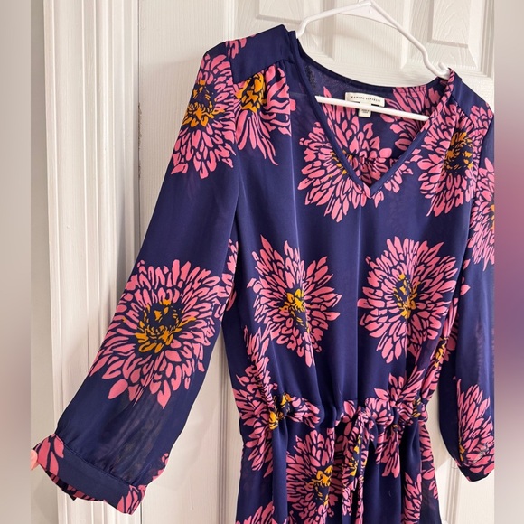 Banana Republic Floral V-Neck Sheer Blouse Cover Up - Size M - Peplum Style - Picture 3 of 8